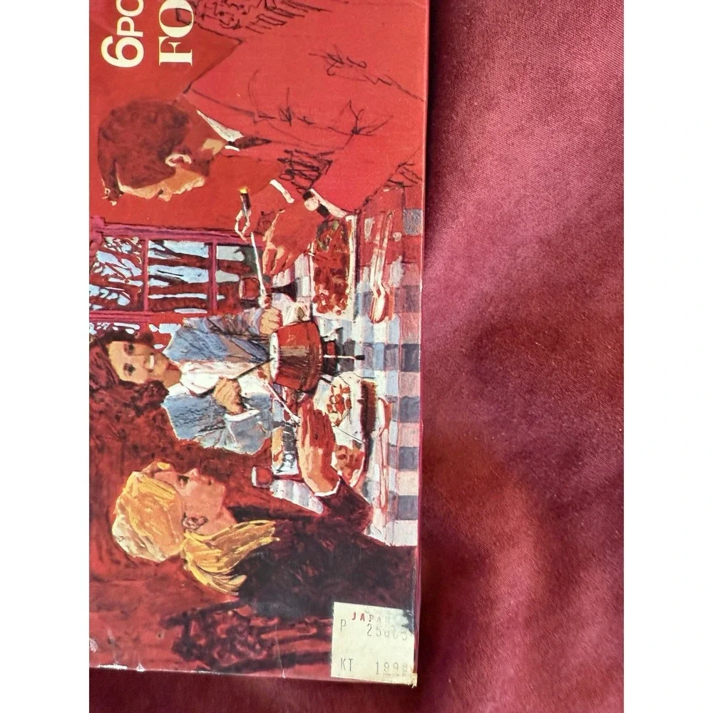 Vintage MCM 6 Piece Colored Ends Fondue  6pc‎ Fork Set Original Box